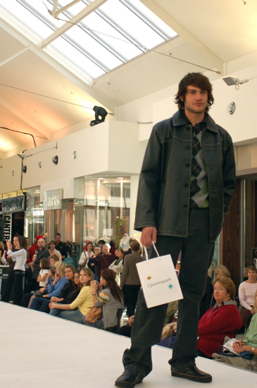 Leather jacket with argyle jumper