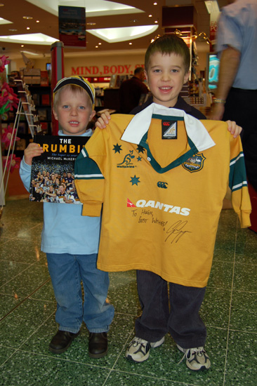 Kids with signed jersey